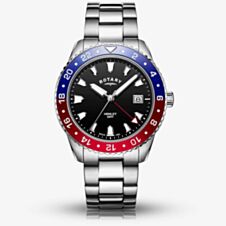 Rotary Mens Henley GMT Stainless Steel Red Blue And Black Dial Bracelet Watch GB05108/30