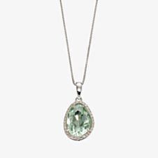 9ct White Gold Pear Cut Green Fluorite & Diamond Pendant GP2239G GN151