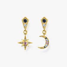 THOMAS SABO 18ct Yellow Gold Moon & Star Dropper Earrings H2207-959-7