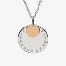 House Of Lor Silver Rose Gold Plated Cubic Zirconia Disc Pendant H-40019