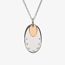 House Of Lor Silver Cubic Zirconia Oval Rose Gold Plated Pendant H-40020