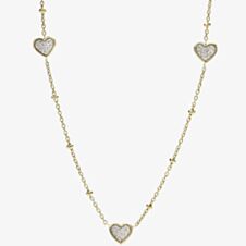 Fossil Sutton Classic Valentine Gold Tone Crystal Multi-Heart Necklace JF03942710