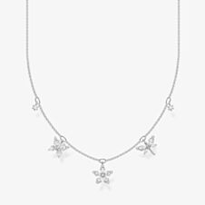 THOMAS SABO Sterling Silver White Cubic Zirconia Flower Necklace KE2100-051-14