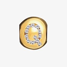 Lovelinks Gold Plated Silver Clear Cubic Zirconia Q Bead
