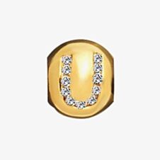 Lovelinks Gold Plated Silver Clear Cubic Zirconia U Bead