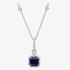 Crislu Silver Blue Cubic Zirconia Cushion Cluster Pendant 9010173N16SA 