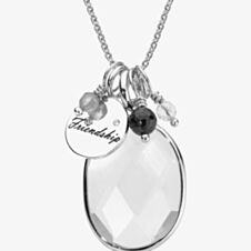 Chrysalis Silver Daylily Clear Oval Pendant CRNM38SILV19-40