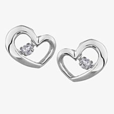 9ct White Gold 0.10ct Diamond Pulse Open Heart Stud Earrings E3113W/10-9
