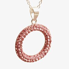 T H Baker Silver Pave Pink Cubic Zirconia Open Pendant P-1586-PNK
