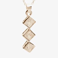 Topaz Silver Triple Square-cut Cubic Zirconia Rubover Pendant PZ-062-SQ