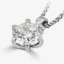 1888 Collection 18ct White Gold Brilliant Cut 0.25ct Six Claw Diamond Pendant & Chain PD244