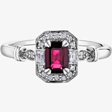 9ct White Gold Ruby 0.08ct Diamond Ring 4376WG-10