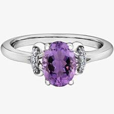 9ct White Gold Amethyst 0.40ct Diamond Ring 52D71WG-10