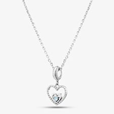 Rosa Lea March Birthstone Heart Dangle Charm Necklace