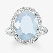 THOMAS SABO Silver Aqua Clear Cubic Zirconia Oval Ring TR2044-694-31