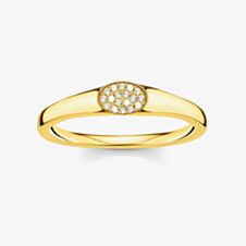 THOMAS SABO Gold Plated Oval Cubic Zirconia Pavé Ring TR2315-414-14