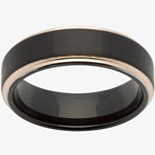 Unique Mens Black & Rose Gold Plated Tungsten 7mm Ring TUR-55