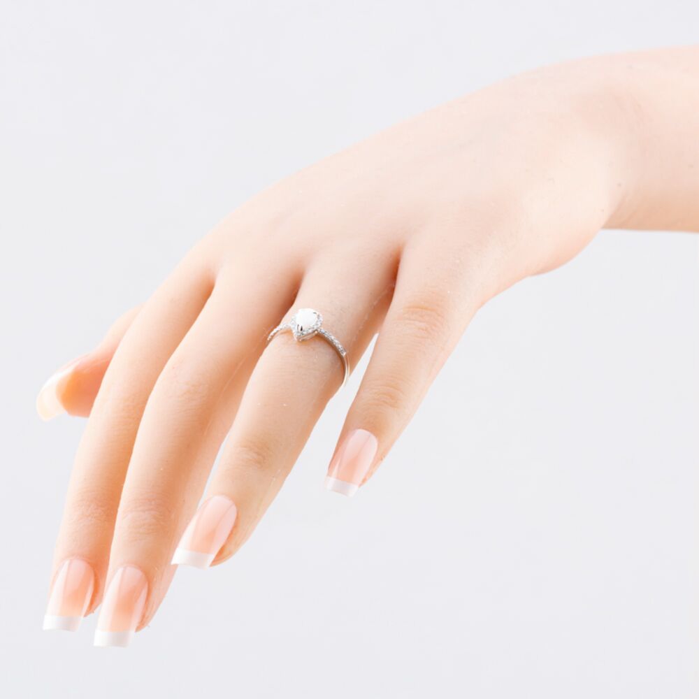 9ct White Gold Opal Diamond Pear Cluster Ring DR1606WOP