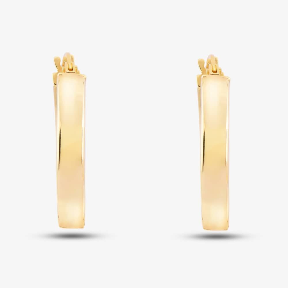 9ct Gold Plain Flat Hoop Earrings