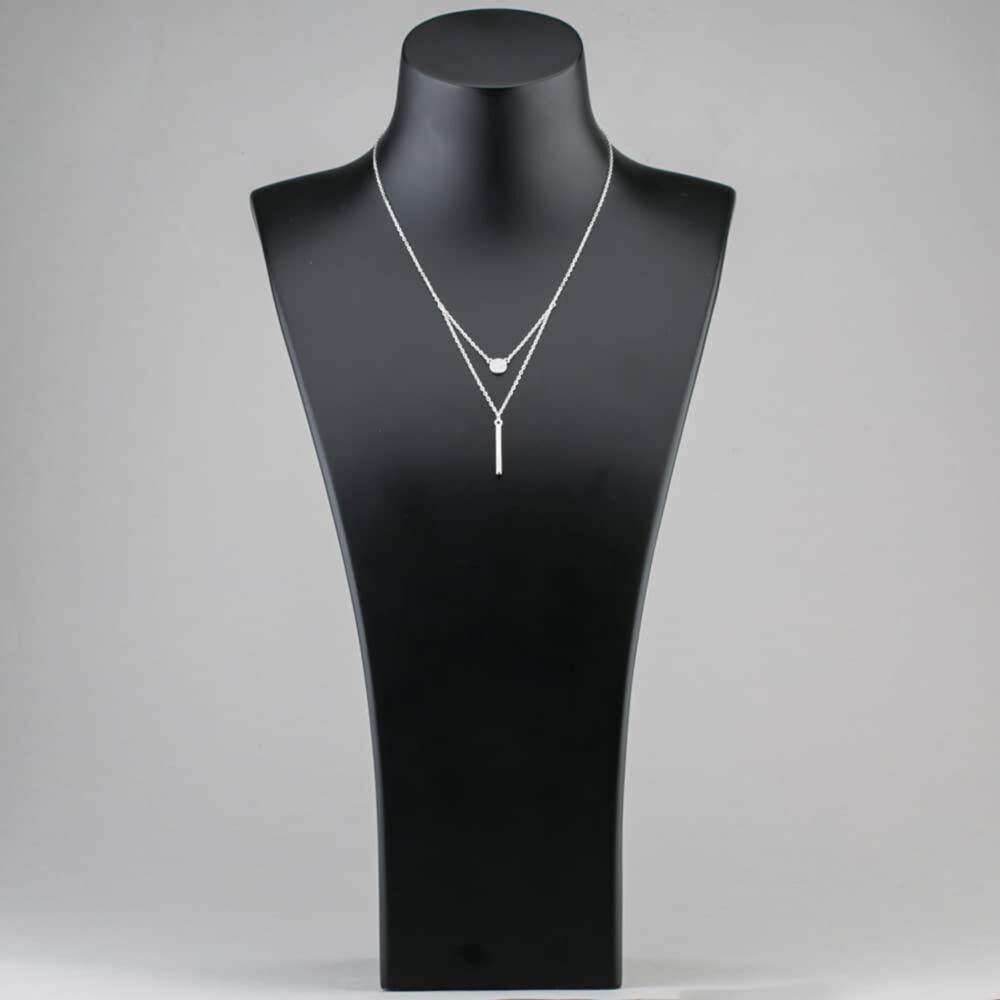Collier Long Statement Chico's - 38 Pouces - Multi-rangs Cristaux Noirs Et Argent - Occasion