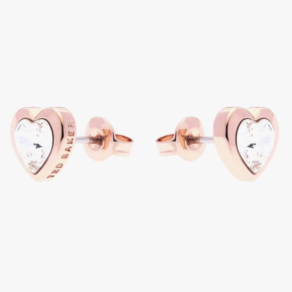 Ted Baker Han Rose Gold Finish Crystal Heart Stud Earrings TBJ1654