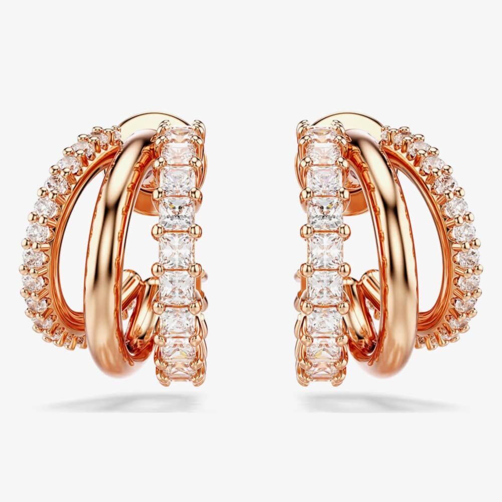 Swarovski 5698702 Hyperbola Rose Gold Tone Plated Hoop Earrings