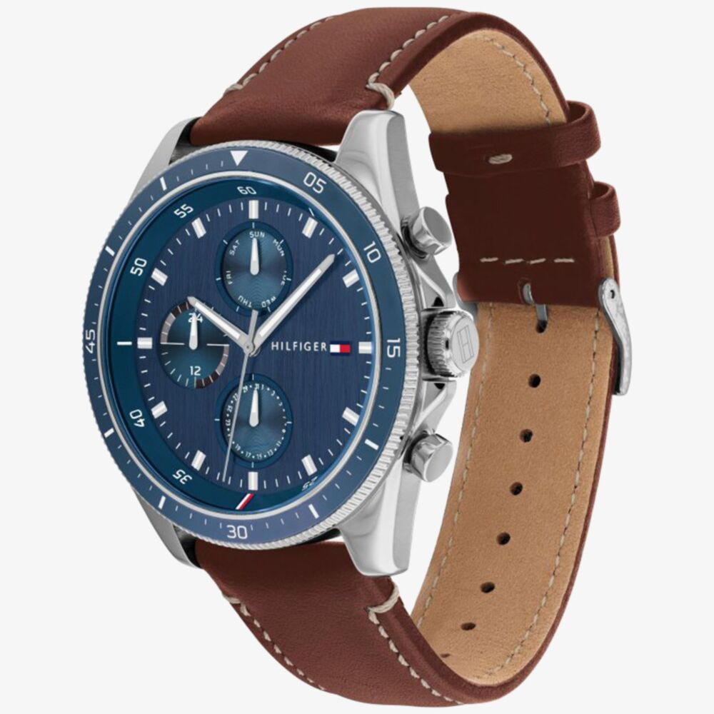 Tommy Hilfiger Mens Parker Chronograph Leather Strap Watch 1791837