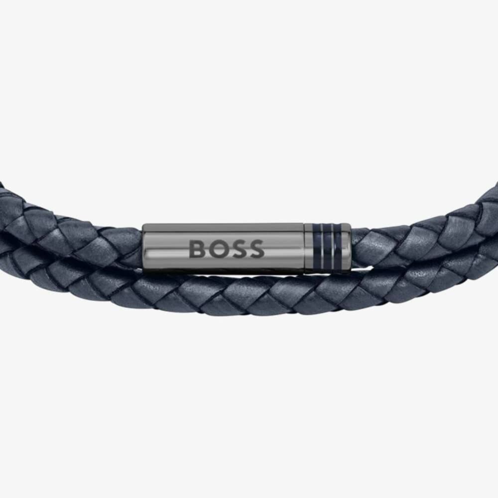 洋楽 BOSS BYTCH TWISTED BOSS 1580494M Ares Blue Braided Double Leather Bracelet
