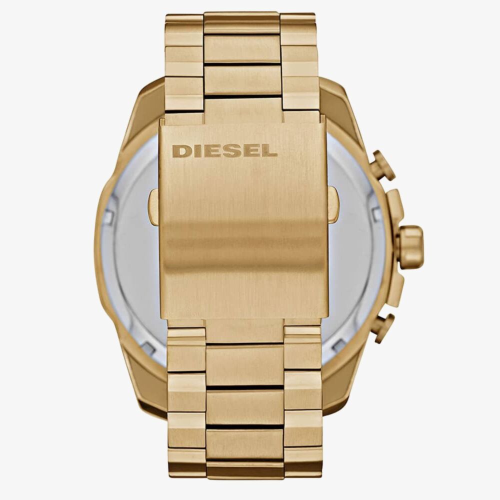 Diesel Mens Mega Chief Chronograph Dial Gold Plated Bracelet Watch