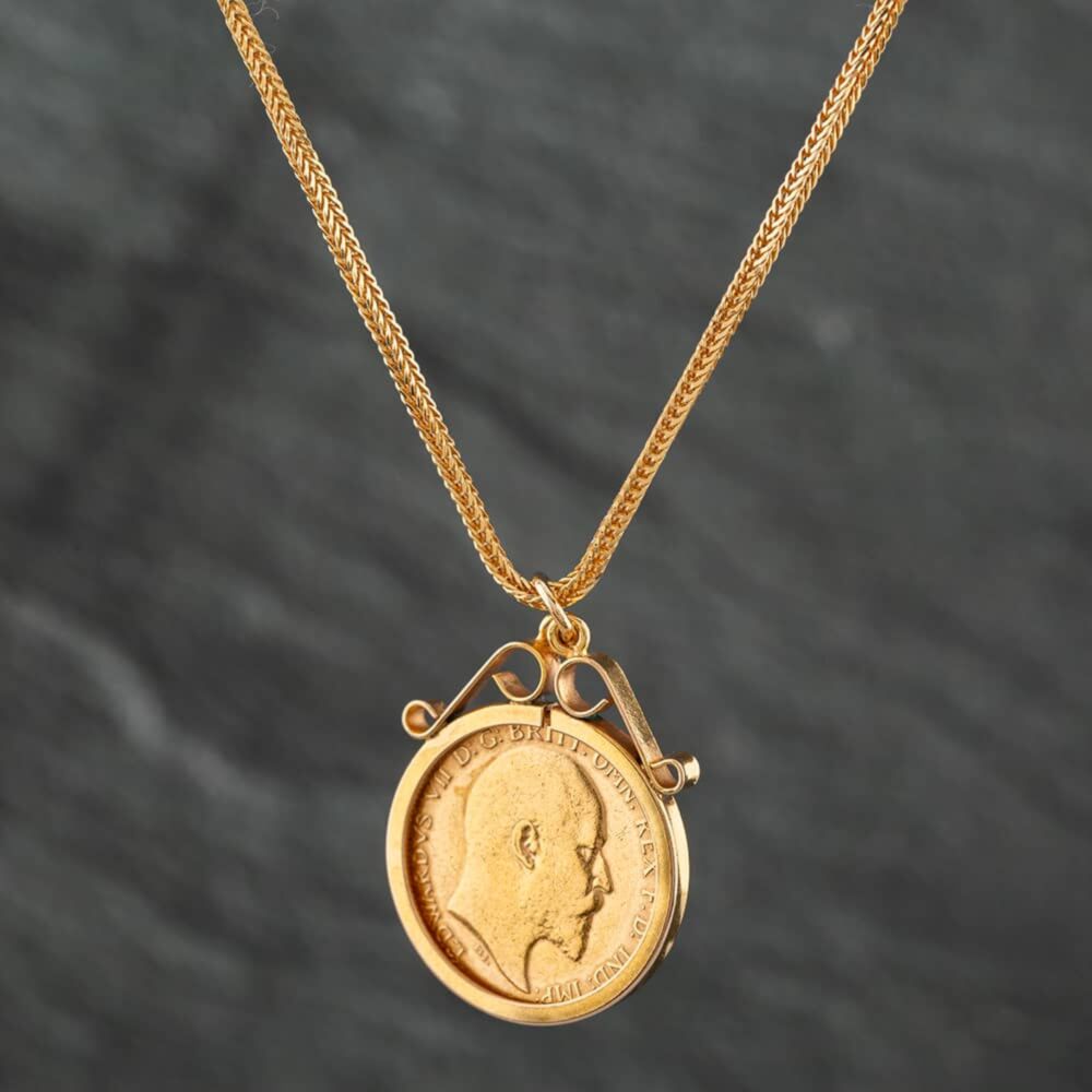 Pre-Owned Yellow Gold 1902 Half Sovereign Pendant 23 Inch