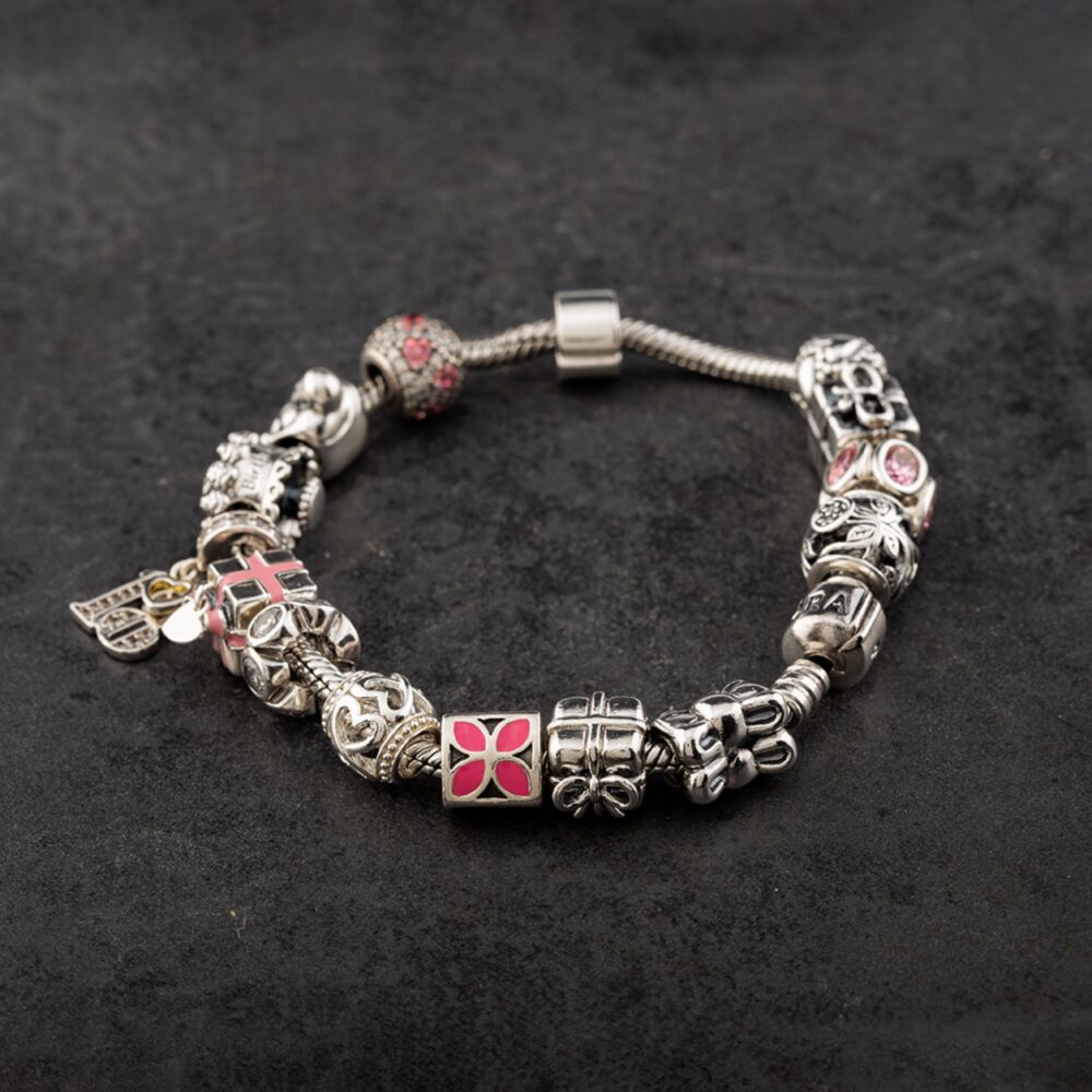 Pre-Owned Pandora Sterling Silver Full Charm Bracelet 4122122