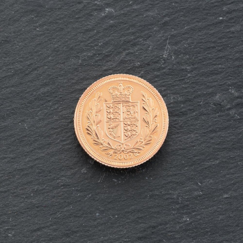 Coin Back Pre-Owned 22ct Yellow Gold 2002 Queen Elizabeth II Shield Back Half ...