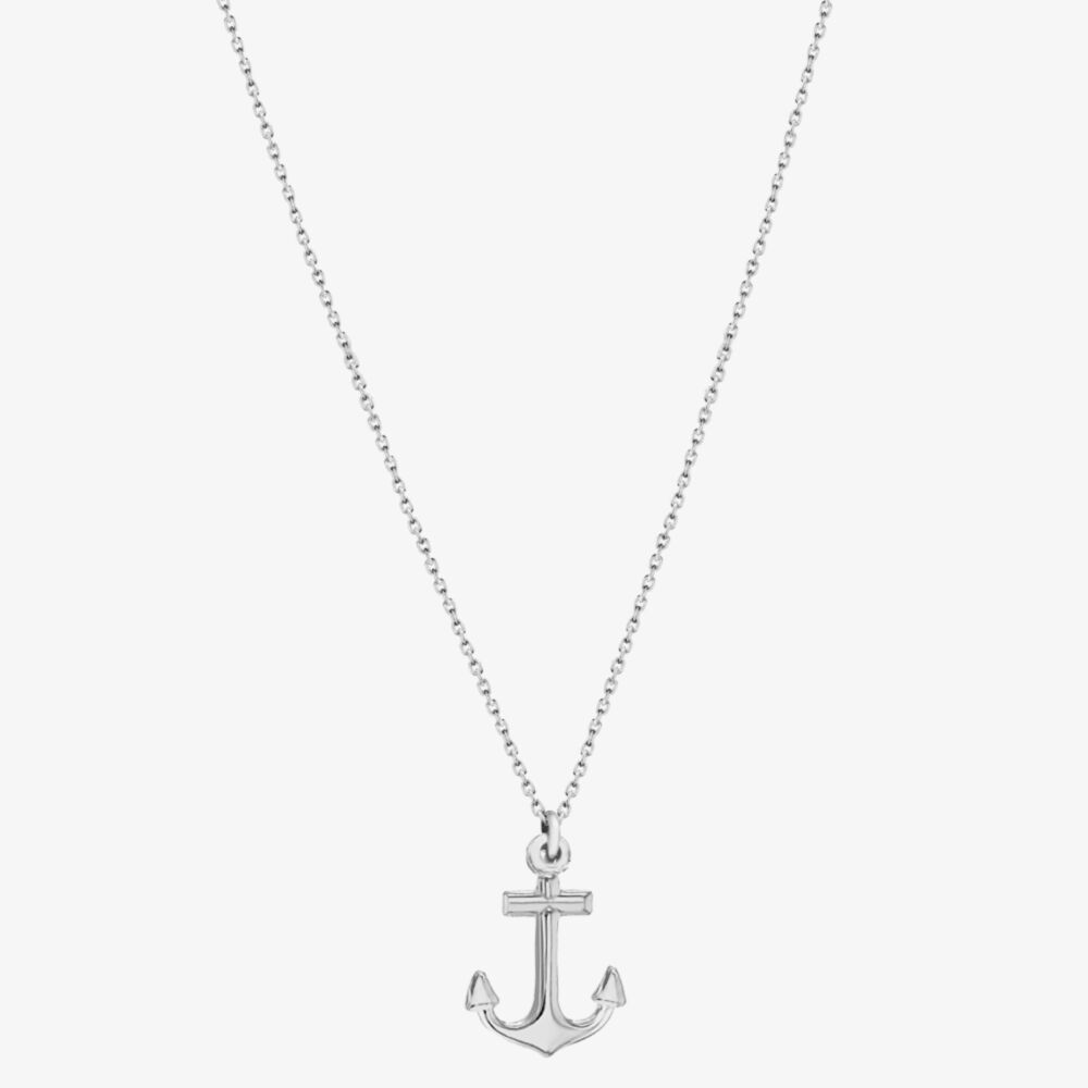 Sterling Silver Anchor Pendant Necklace - Main Image