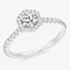 Platinum Excellence Platinum 0.70ct Certificated Round Brilliant Cut Diamond Shoulder Set Halo Ring ENG29578SMT