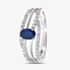 9ct White Gold Blue Oval Sapphire & 0.20ct Diamond Three Row Cross Over Ring DR1109W SA