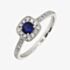 18ct White Gold Brilliant Cut Diamond & Sapphire Shoulder Set Halo Ring 24995