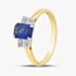 18ct Yellow Gold Emerald Cut Sapphire & Diamond Shoulder Set Solitaire Ring 20191G14 M