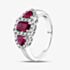 18ct White Gold Emerald & Trillion Cut Ruby & Brilliant Cut Diamond Trilogy Cluster Ring 18DR375-RUBY N