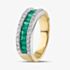 18ct Two Colour Gold Baguette Cut Emerald & Brilliant Cut Diamond Half Eternity Ring R19039Y-EM N