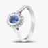 9ct White Gold Oval Cut Tanzanite & Brilliant Cut Diamond Halo Ring 10-80-567/25-04-228 N