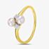 9ct Yellow Gold Pearl & Diamond Cross Over Ring PR12591YPRL