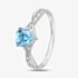 9ct White Gold Heart Cut Blue Topaz Diamond Set Shoulder Ring PR12710WBT