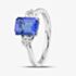 18ct White Gold 1.77ct Emerald Cut Tanzanite & 0.37ct Brilliant Cut Diamond Three Stone Ring R63929W-TZ M