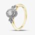 9ct Yellow Gold Certificated 0.43ct Diamond Leaf Oval Cluster Ring 31186/40-10