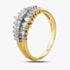 9ct Yellow Gold 0.50ct Diamond Claw Set Three Row Ring THR21333-50 