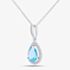 9ct White Gold Pear Shaped Blue Topaz & Diamond Pendant Necklace DP1618WBT