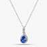 9ct White Gold Pear Cut Tanzanite & Diamond Pendant Necklace RJP0306