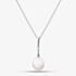 9ct White Gold Freshwater Pearl & Diamond Bar Pendant Necklace POZ80125DD