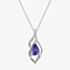 9ct White Gold Pear-cut Tanzanite and Diamond Swirl Pendant THP9521P
