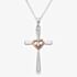 9ct Two Tone Gold 0.01ct Diamond Cross and Heart Pendant THP22146-01